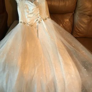 White wedding prom pageant dress